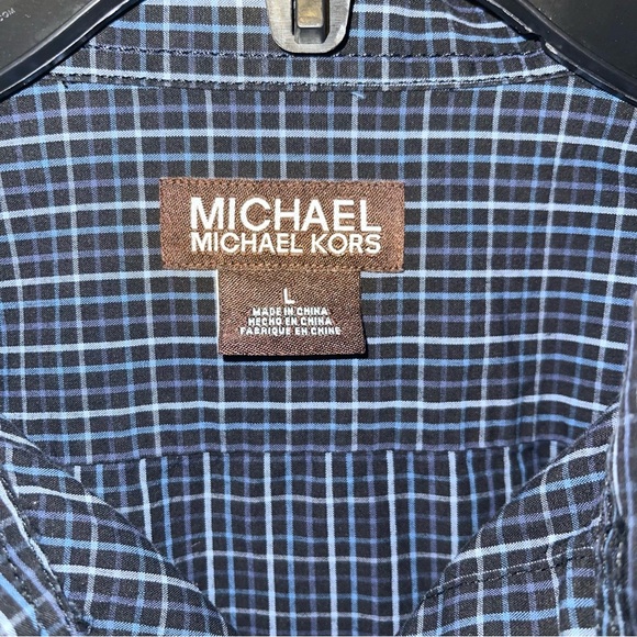 MICHAEL KORS plaid long sleeves Dress Shirt Men Large - Picture 6 of 13